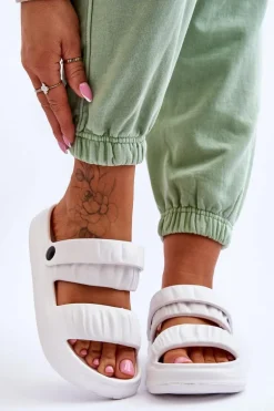 Piankowe Klapki Sandałki Białe Lirell