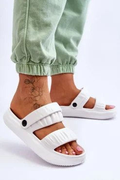 Piankowe Klapki Sandałki Białe Lirell