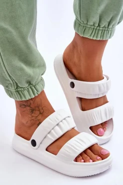 Piankowe Klapki Sandałki Białe Lirell