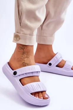 Piankowe Klapki Sandałki Fioletowe Lirell