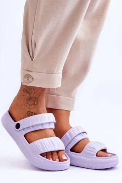 Piankowe Klapki Sandałki Fioletowe Lirell