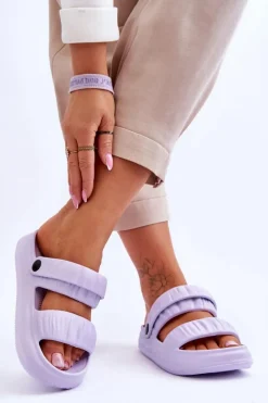 Piankowe Klapki Sandałki Fioletowe Lirell