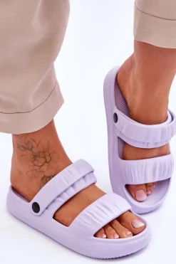 Piankowe Klapki Sandałki Fioletowe Lirell