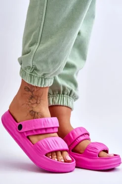 Piankowe Klapki Sandałki Fuksja Lirell