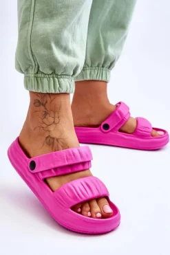 Piankowe Klapki Sandałki Fuksja Lirell