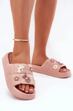 Piankowe Klapki Z Przypinkami Różowe Redienna