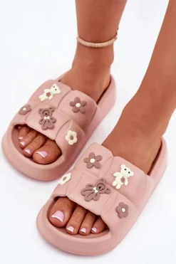 Piankowe Klapki Z Przypinkami Różowe Redienna