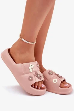 Piankowe Klapki Z Przypinkami Różowe Redienna
