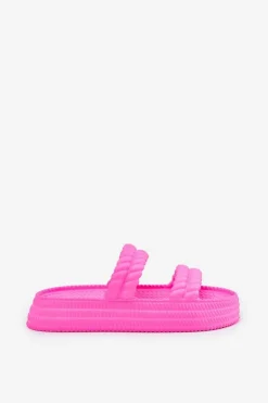 Piankowe Lekkie Klapki Damskie Na Platformie S.Barski ZK51-001 Fuksja