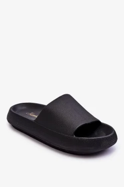 Piankowe Modne Klapki Na Masywnej Platformie Czarne Linnea