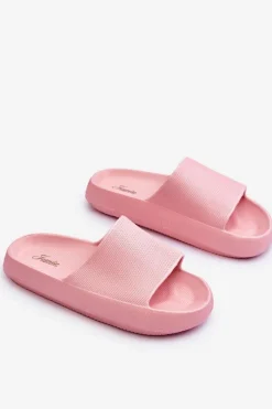 Piankowe Modne Klapki Na Masywnej Platformie Różowe Linnea