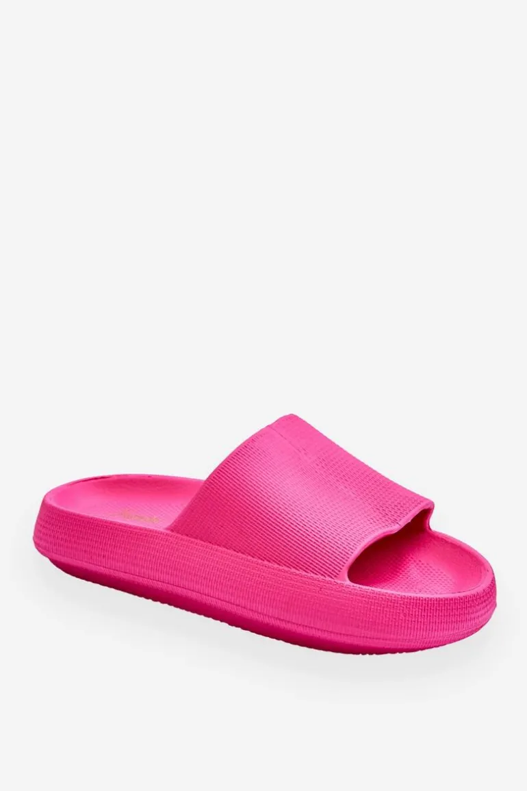 Piankowe Modne Klapki Na Masywnej Platformie Fuksja Linnea