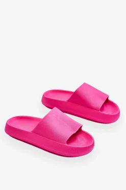 Piankowe Modne Klapki Na Masywnej Platformie Fuksja Linnea