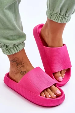 Piankowe Modne Klapki Na Masywnej Platformie Fuksja Linnea