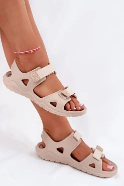 Piankowe Sandały Damskie Na Platformie Big Star RR274A515 Beżowe