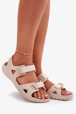 Piankowe Sandały Damskie Na Platformie Big Star RR274A515 Beżowe