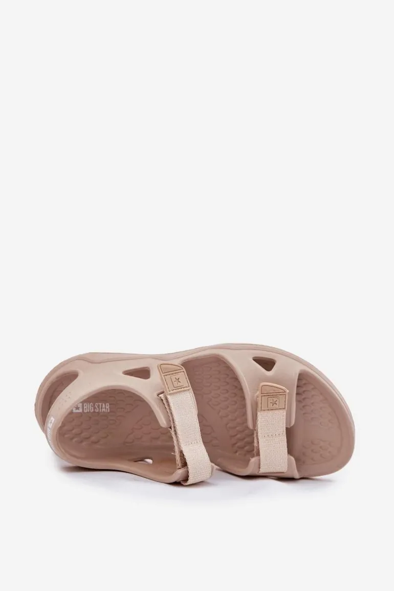 Piankowe Sandały Damskie Na Platformie Big Star RR274A515 Beżowe