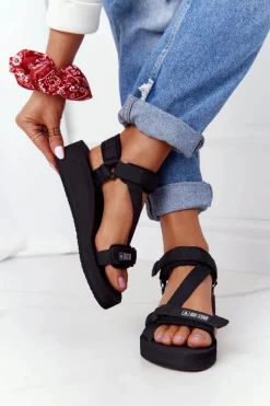 Piankowe Sandały Na Koturnie Big Star FF274A349 Czarne