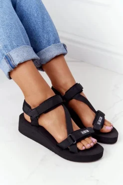 Piankowe Sandały Na Koturnie Big Star FF274A349 Czarne