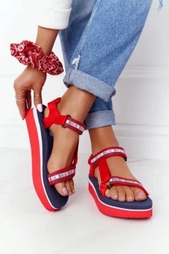 Piankowe Sandały Na Platformie Big Star HH274A102 Czerwone