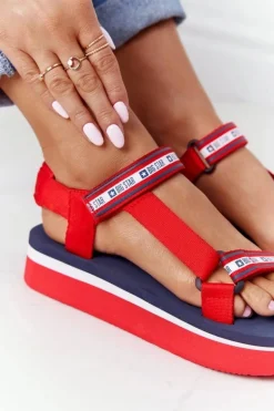 Piankowe Sandały Na Platformie Big Star HH274A102 Czerwone