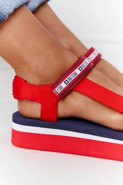 Piankowe Sandały Na Platformie Big Star HH274A102 Czerwone