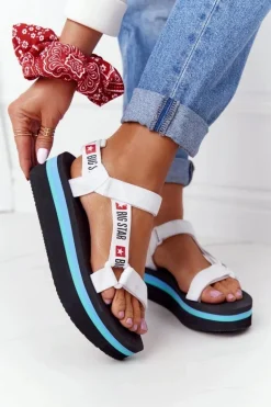 Piankowe Sandały Na Platformie Big Star HH274A087 Czarno-Białe