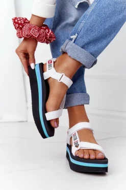 Piankowe Sandały Na Platformie Big Star HH274A087 Czarno-Białe