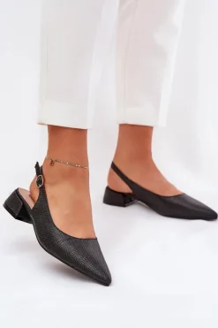 Plecione Sandały Damskie Na Delikatnym Obcasie Czarne Jorela