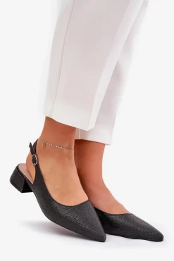 Plecione Sandały Damskie Na Delikatnym Obcasie Czarne Jorela