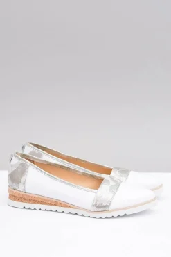 Polskie Skórzane Białe Balerinki Moro Persi