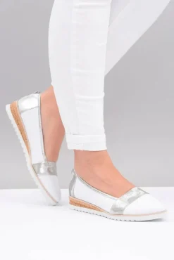 Polskie Skórzane Białe Balerinki Moro Persi