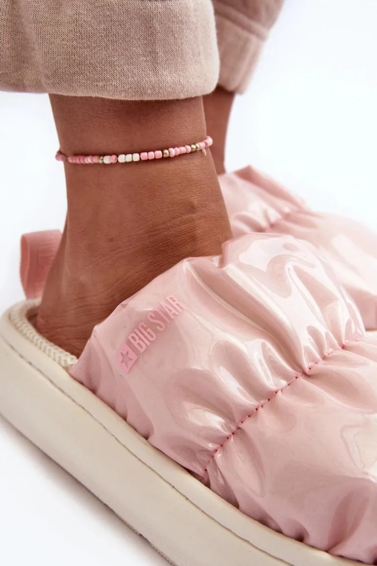 Połyskujące Kapcie Damskie Różowe Big Star MM274129