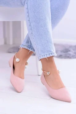 Różowe Balerinki Z Bransoletką W Szpic Mami