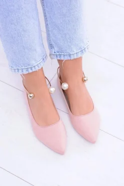 Różowe Balerinki Z Bransoletką W Szpic Mami