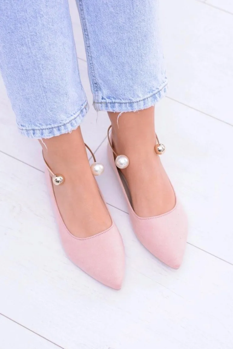 Różowe Balerinki Z Bransoletką W Szpic Mami