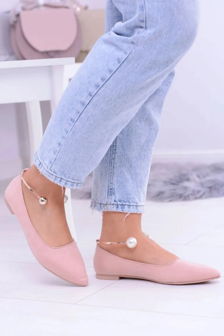 Różowe Balerinki Z Bransoletką W Szpic Mami