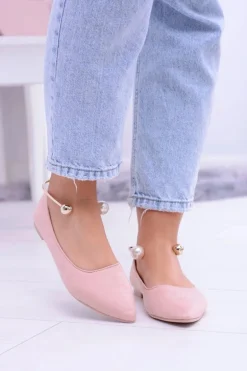Różowe Balerinki Z Bransoletką W Szpic Mami