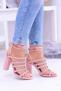 Różowe Damskie Sandały na Słupku Ysmira