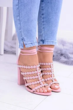 Różowe Damskie Sandały na Słupku Ysmira