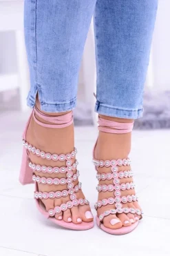 Różowe Damskie Sandały na Słupku Ysmira