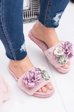 Różowe Klapki Damskie Z Kwiatkami Lu Boo Bouquet