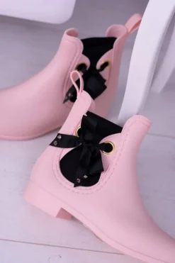 Różowe Matowe Damskie Kalosze Sztyblety Someday