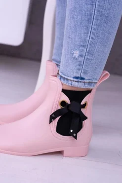 Różowe Matowe Damskie Kalosze Sztyblety Someday