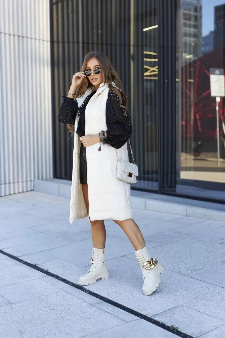 S. Barski Damskie Botki Trapery Beżowe Jensen