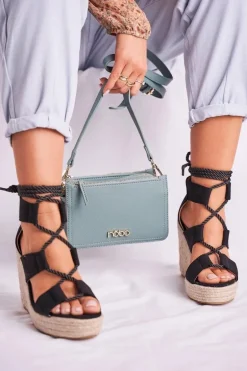 Sandałki Damskie Na Koturnie espadrylu czarne Beautiful One