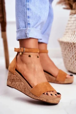 Sandałki Damskie Na Koturnie Camel MarryMe