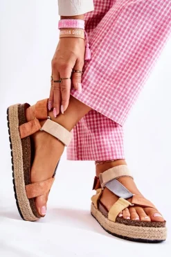 Sandałki Damskie Na Lato Beżowo-Żółte Galia