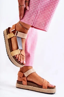 Sandałki Damskie Na Lato Beżowo-Żółte Galia