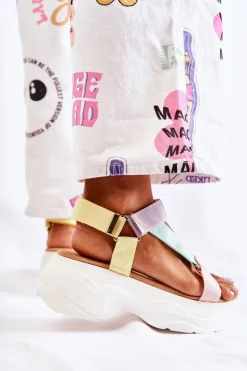 Sandałki Damskie Na Lato Beżowo-Żółte Aurela